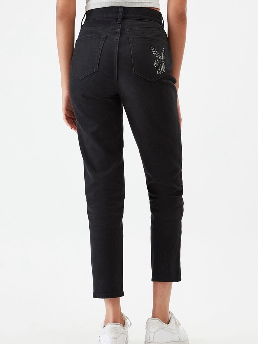 Playboy x PacSun Black Rhinestone High Rise Slim Jeans Size 30